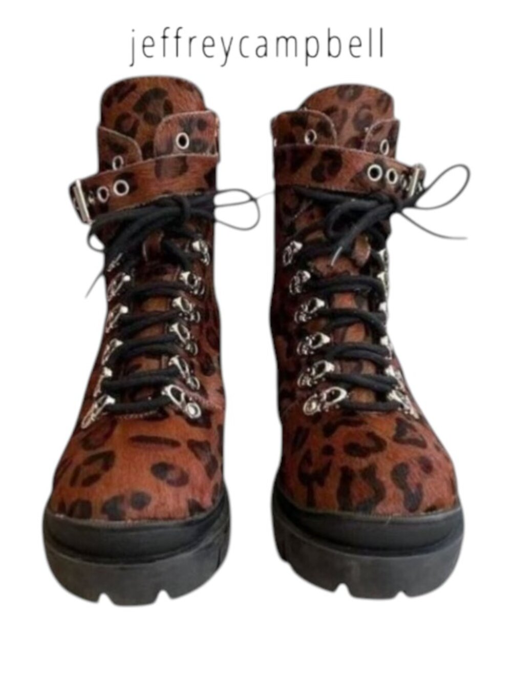 Jeffrey Campbell Czech F Animal Print Hair On Platform Boots Size 7